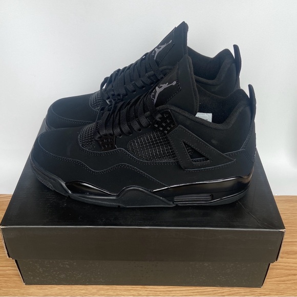 Brand New Retro 4  ‘ Black Cat ‘ Men’s Classic Black Athletic Sneakers - Picture 2 of 4